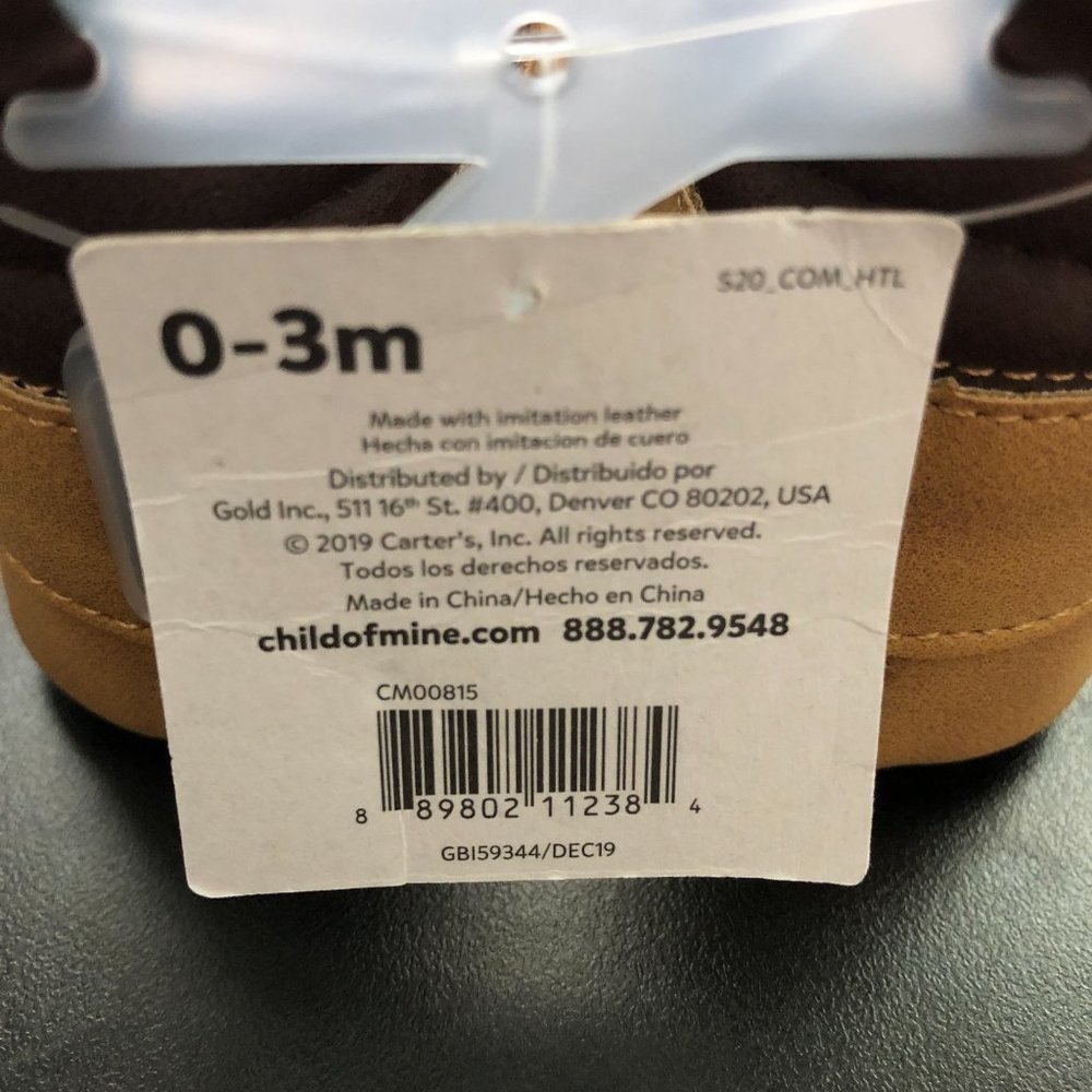 Child of Mine Carters Tan Crib Shoes Work Boot Style Size 0-3 Months - Picture 6 of 9